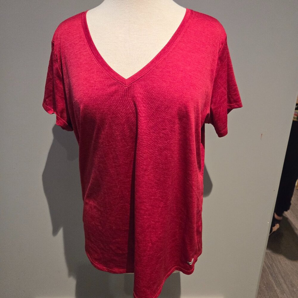 Athletic Works Women’s Dri-More V-Neck Tee | Size XL | Heathered Pink